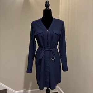 EXPRESS | Belted Zip Neck Dress